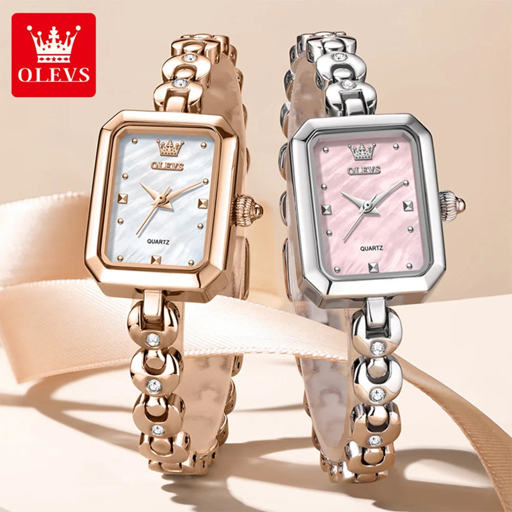 OLEVS 3665 Uhr Damen Luxus Schlichte Quarzuhr für Damen Top-Marke Original Wasserdicht Elegante Damenuhr Stahlband