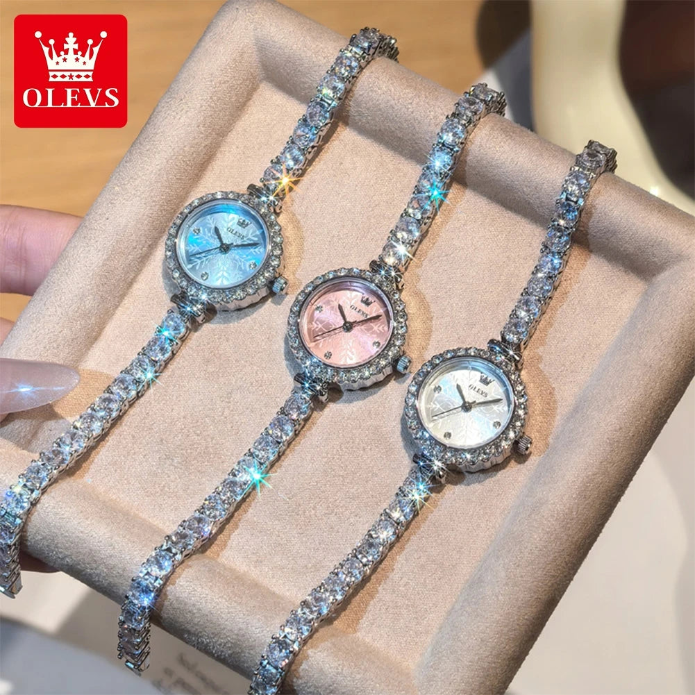 OLEVS 5889 Womens Watch Elegant Fashion Quartz Watch Waterproof Luminous Copper Bracelet Watches For Woman Gifts Jewellery Clasp