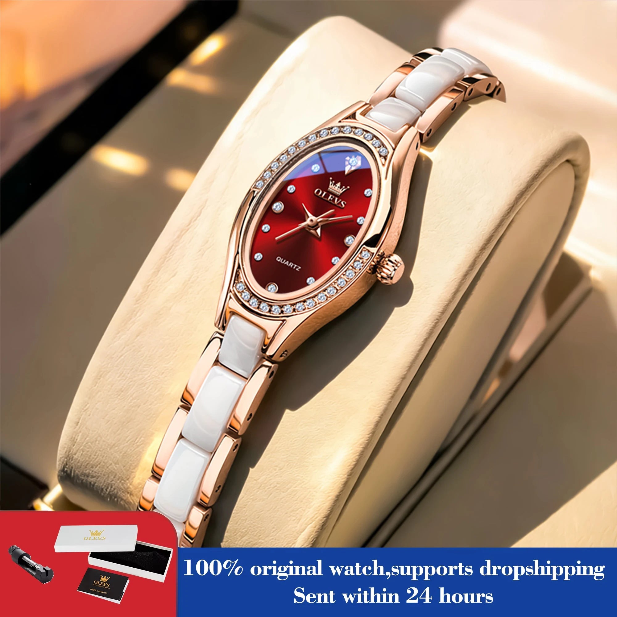OLEVS Uhren für Damen Mode Elegant Damen Quarz Uhr Keramikband Wasserdicht Leuchtende Luxus Damen Uhr 7131