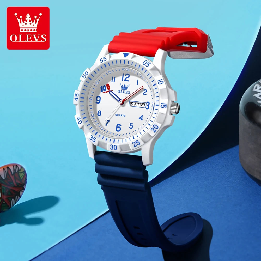 OLEVS Uhren Lässige Mode Sport Quarzuhren Für Herren Wasserdicht Leuchtendes Silikonarmband Studentenuhren 2705