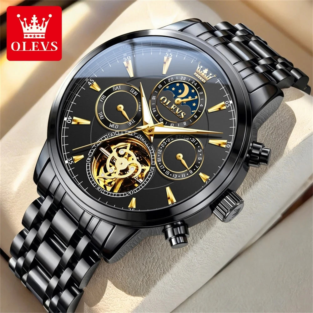 OLEVS 6746 Herrenuhr Business Fashion Skelett Automatische Mechanische Uhren für Männer Original Wasserdicht Leuchtende Herrenuhr