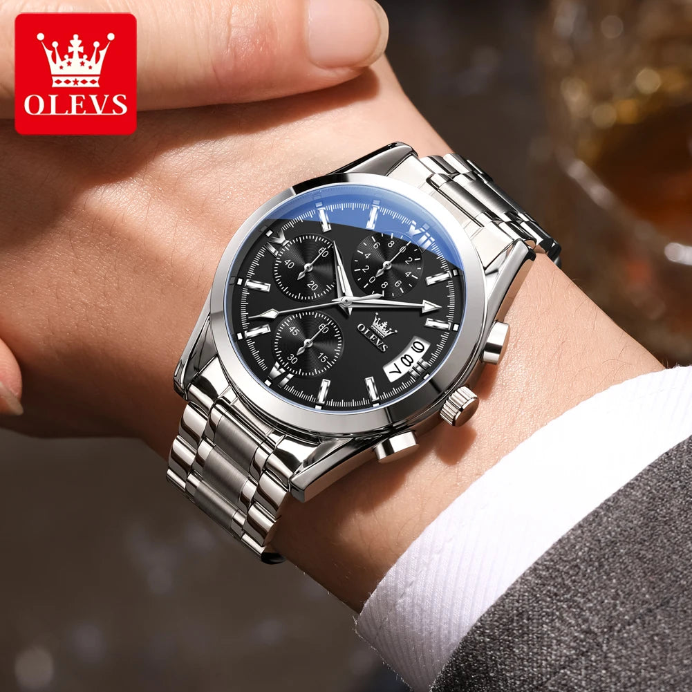 OLEVS 2987 Erkek Saati Moda Orijinal Marka Kuvars Saat Erkekler İçin Su Geçirmez Takvim Erkek El Saati Reloj