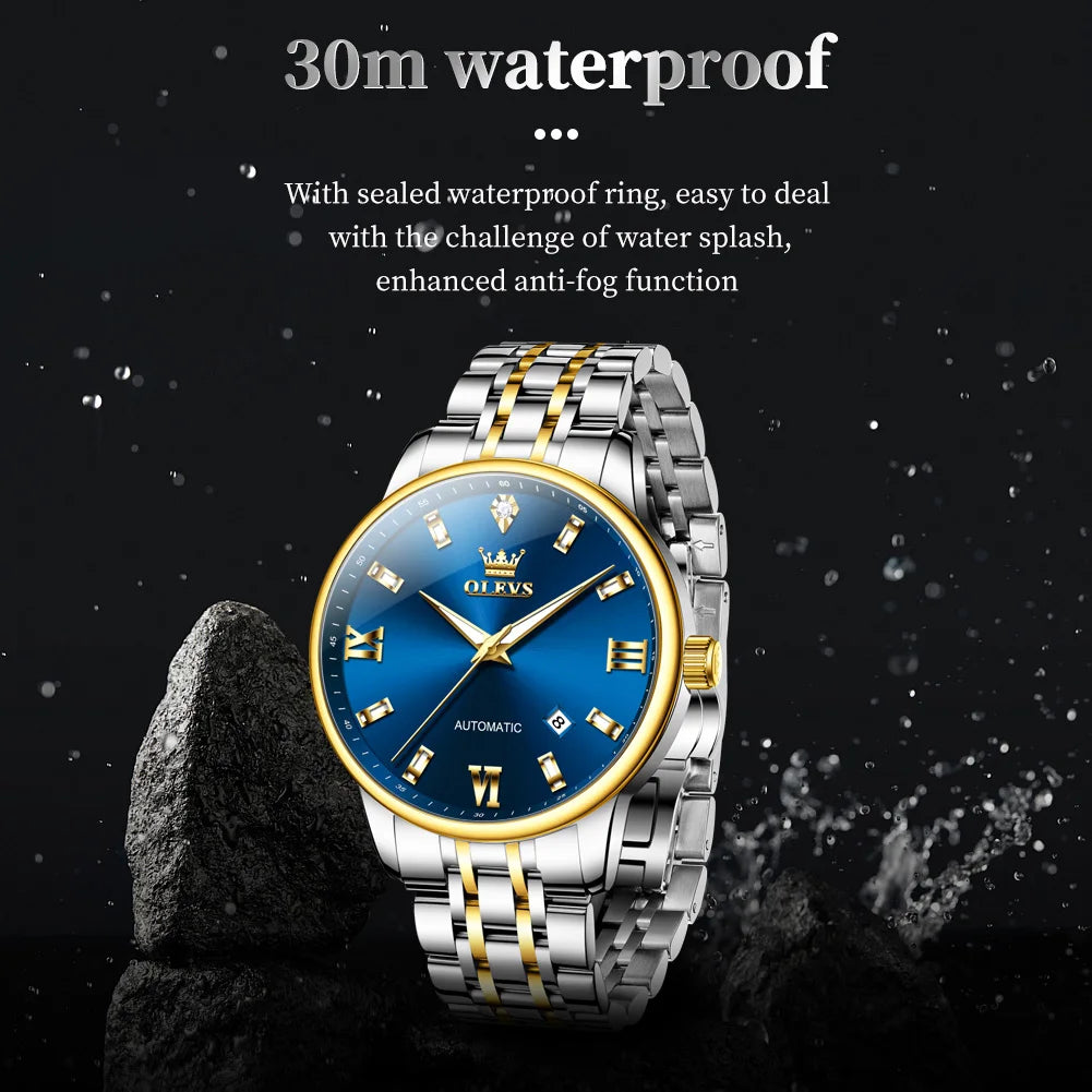 OLEVS 6723 Herren Automatikuhren Business Datum Mechanische Uhr für Männer Luxus Mode Wasserdicht Leuchtend Original Handuhr