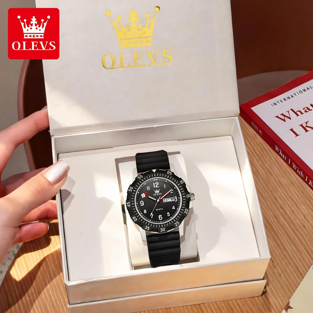 OLEVS Uhren Lässige Mode Sport Quarzuhren Für Herren Wasserdicht Leuchtendes Silikonarmband Studentenuhren 2705