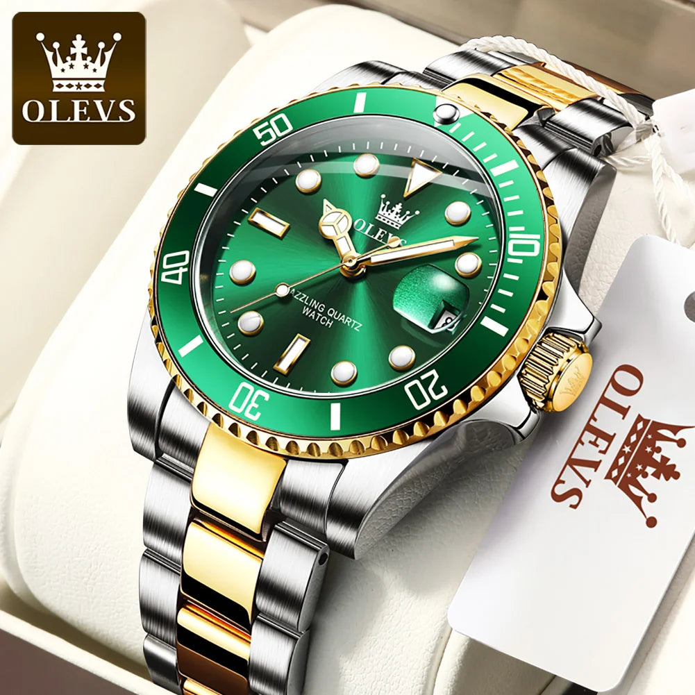 OLEVS 5885 Herrenuhr Top Marke Wasserdicht Edelstahl Kalender Mode Herren Handuhr Original Klassische Herren Armbanduhr