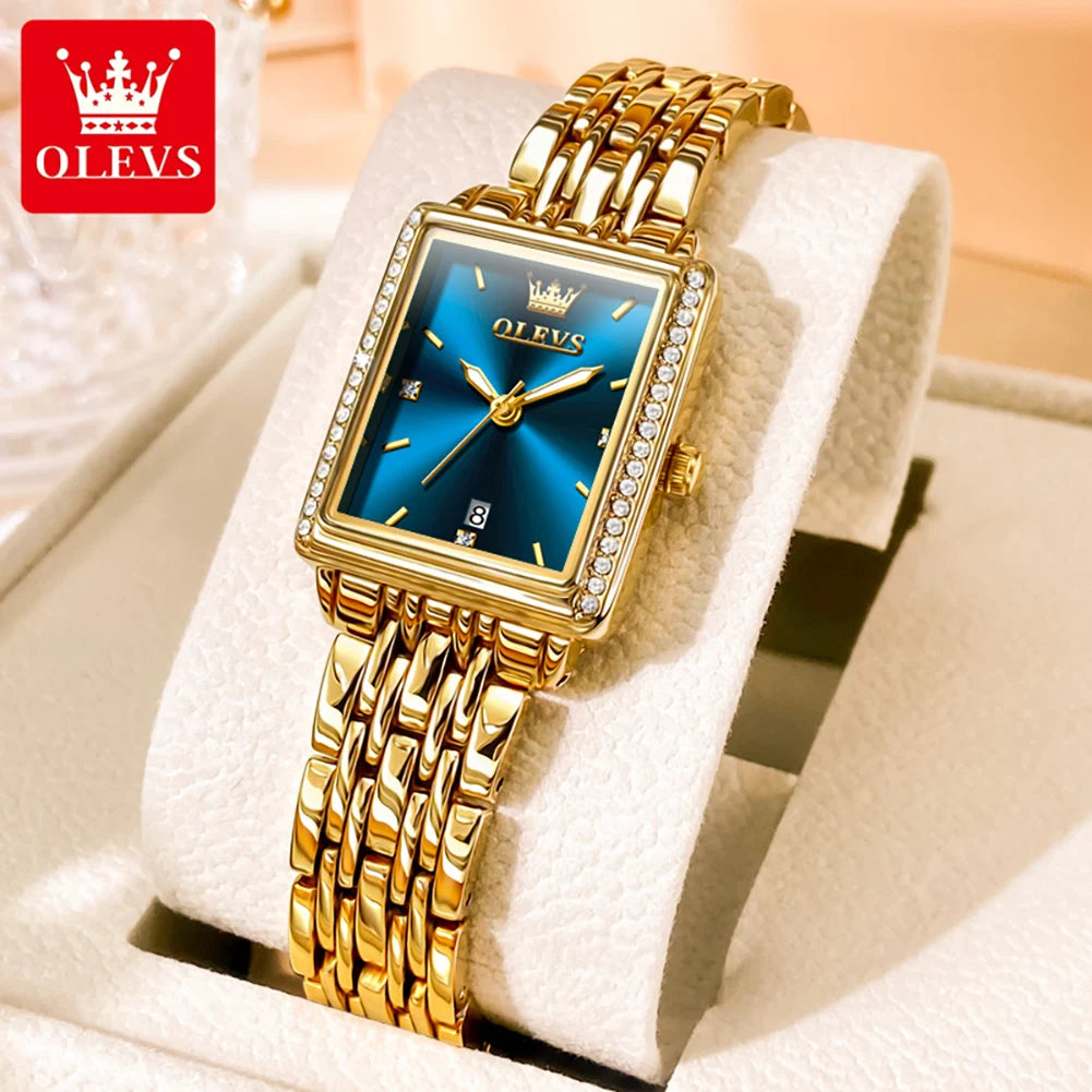 OLEVS 9995 Damenuhr Klassische Quarzuhr für Damen Luxuriöse Original Edelstahl Wasserdichte Kalender Damenuhr