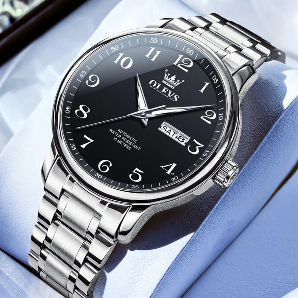 OLEVS 7072 Herrenuhr Mode Original Mechanische Uhren Für Herren Dual Kalender Wasserdicht Business Automatische Handuhr