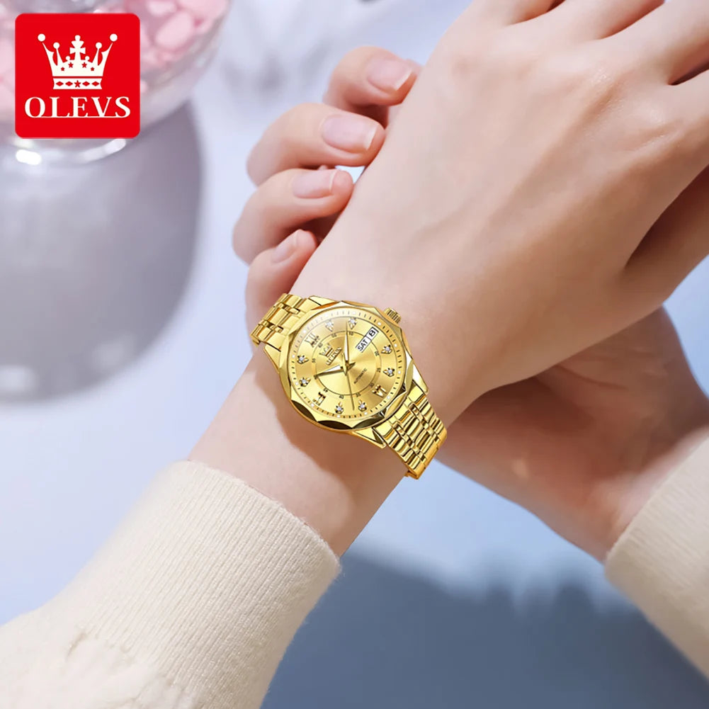 OLEVS 6727 Automatikuhr Damen Top Marke Luxus Wasserdichte Mechanische Uhr Für Frauen Doppelkalender Damen Kleideruhr