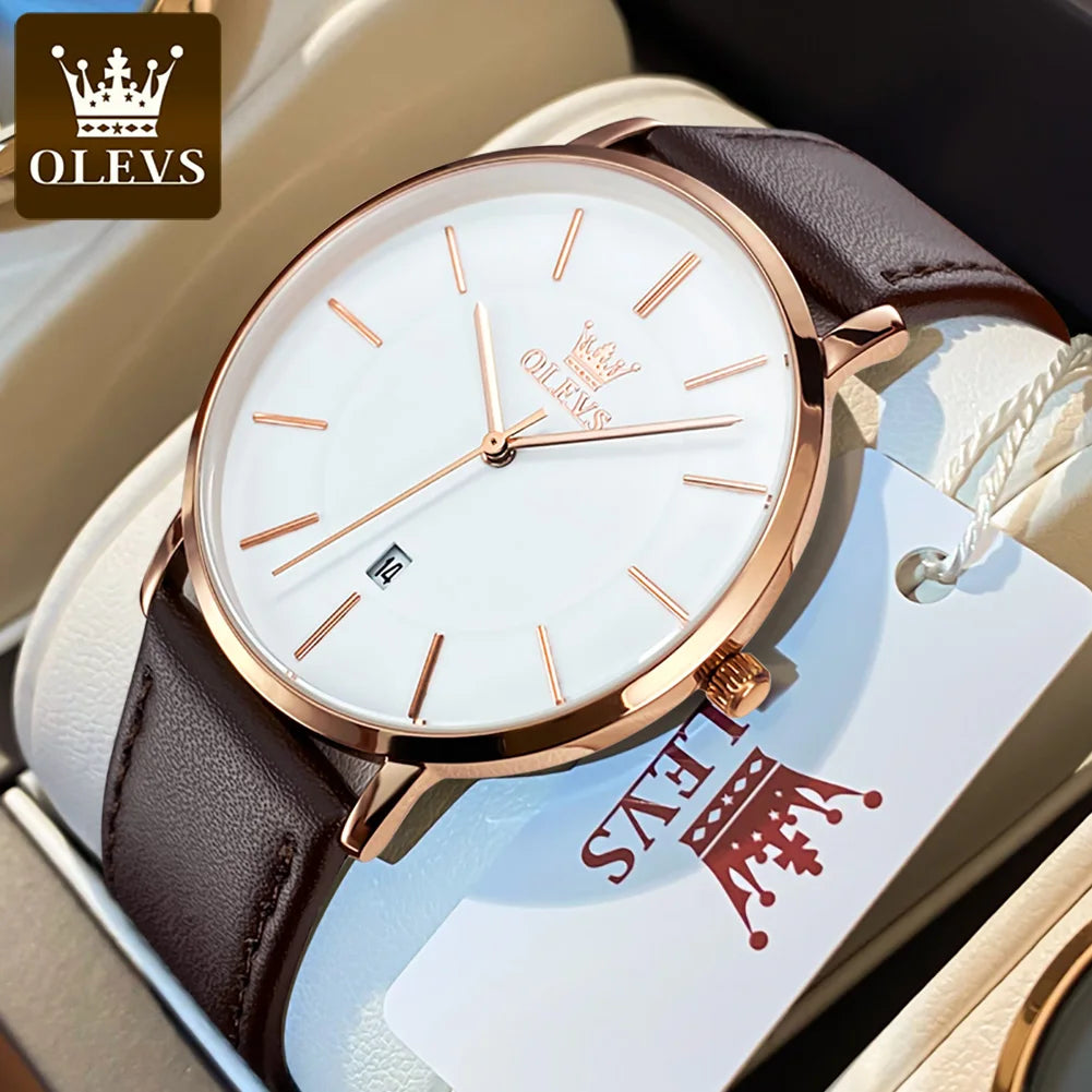 OLEVS 5869 Uhr für Herren Mode Einfach Japanisches Quarzwerk Herrenuhren Gehäusedicke 6,5 mm Top-Markenkalender Zeigeruhr