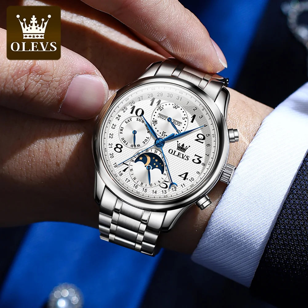 OLEVS 6667 Herrenuhr Mode Zifferblatt Mechanische Armbanduhr Für Herren Top Marke Original Moonswatch Wasserdicht Männer Handuhr