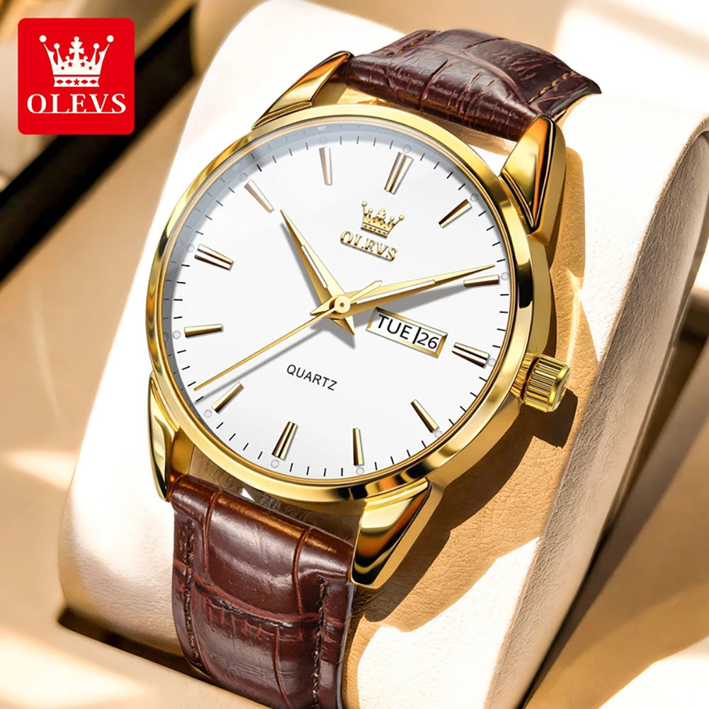 OLEVS Armbanduhr Herren Klassische Quarzuhr für Herren Wasserdichte Leuchtende Geschäftsuhr Wochenanzeige Datum Herrenuhr 6898