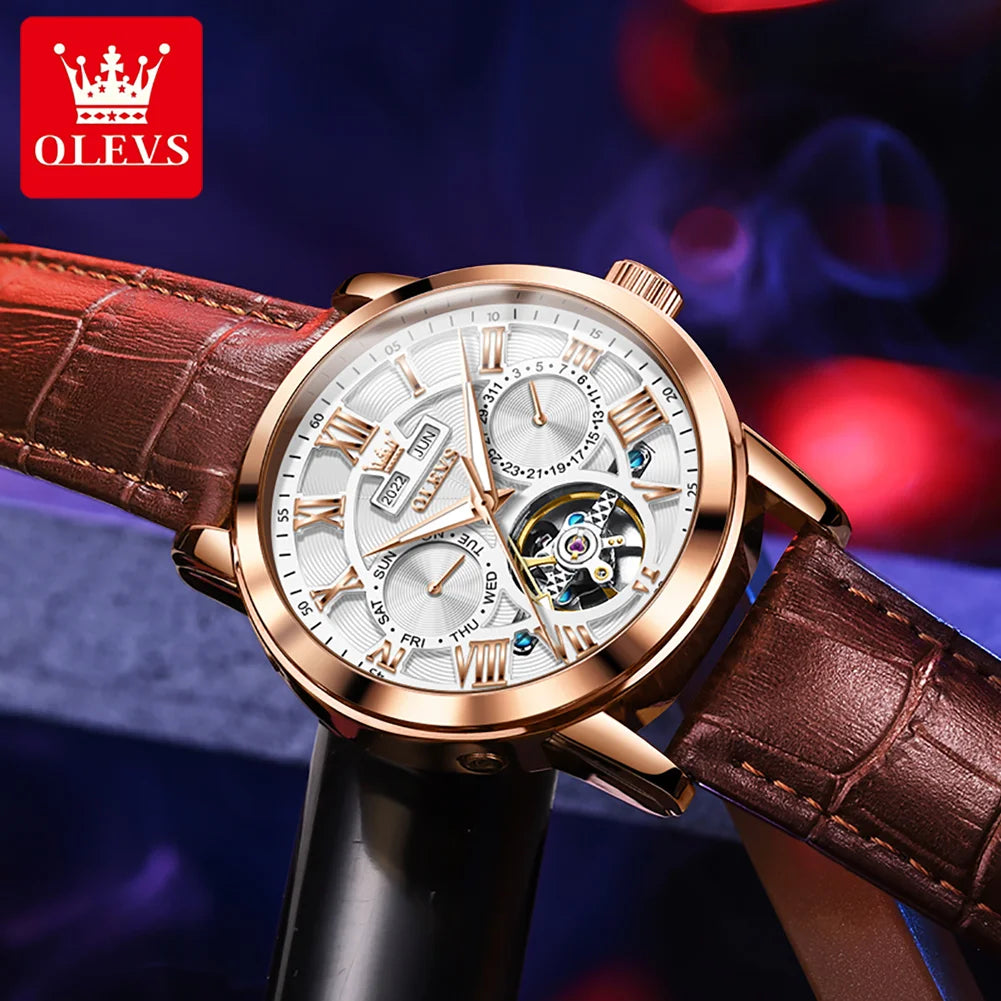OLEVS 6668 Herren Automatikuhren Römische Skala Mechanische Uhr für Herren Top-Marke Wasserdichtes Automatikdatum Original Herren Handuhr