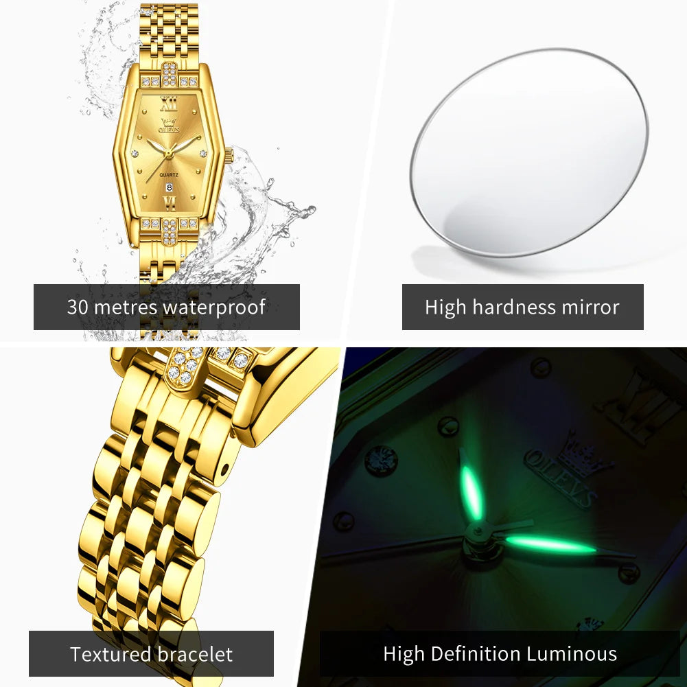 OLEVS 3699 Damen Quarzuhr Simple Luxury Kalenderuhr Für Frauen Leuchtende Wasserdichte Elegante Damenuhr Edelstahlarmband