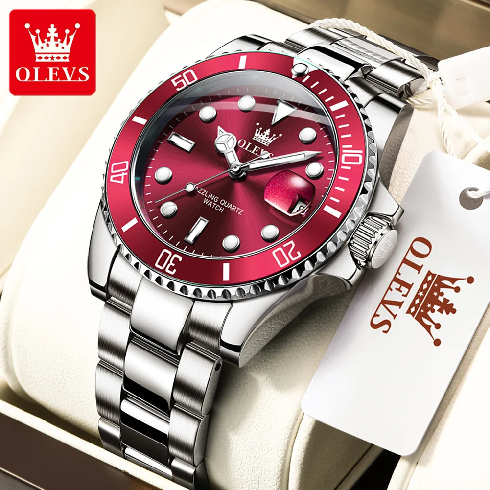 OLEVS 5885 Herrenuhr Top Marke Wasserdicht Edelstahl Kalender Mode Herren Handuhr Original Klassische Herren Armbanduhr