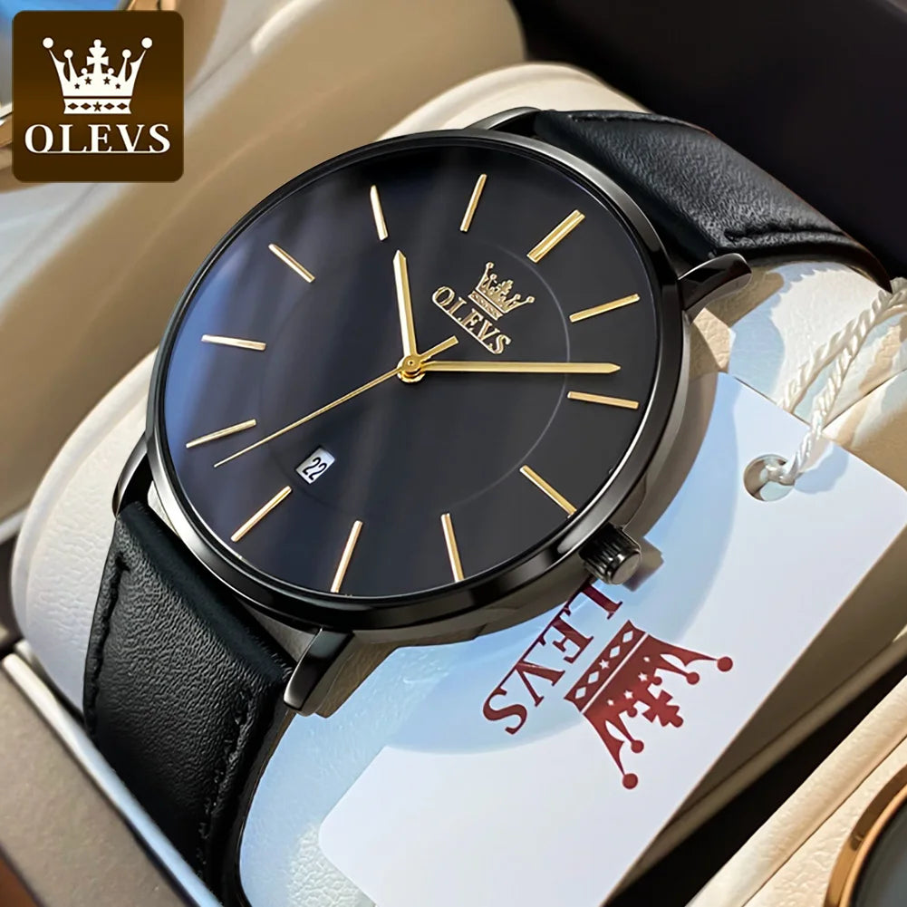 OLEVS 5869 Uhr für Herren Mode Einfach Japanisches Quarzwerk Herrenuhren Gehäusedicke 6,5 mm Top-Markenkalender Zeigeruhr
