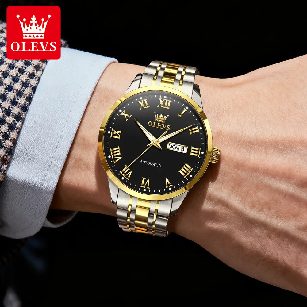 OLEVS 7060 Herrenuhren Edelstahl Original Luxus Automatische Mechanische Uhren Wasserdicht Leuchtende Uhren Für Männer Geschenke