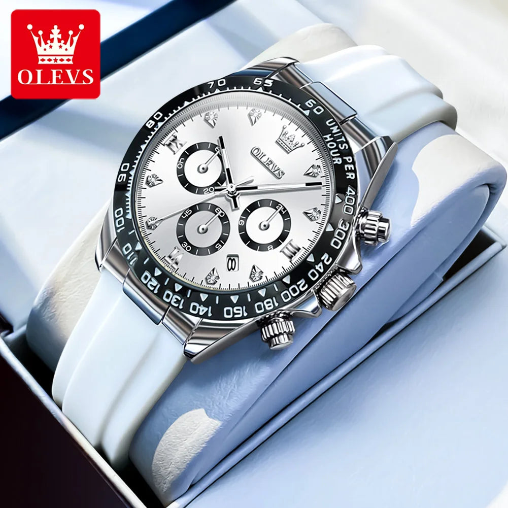 OLEVS 5618 Damenarmbanduhren Mode Kalender Quarzuhr für Damen Luxus Chronograph Wasserdichtes Silikonarmband Damenuhr