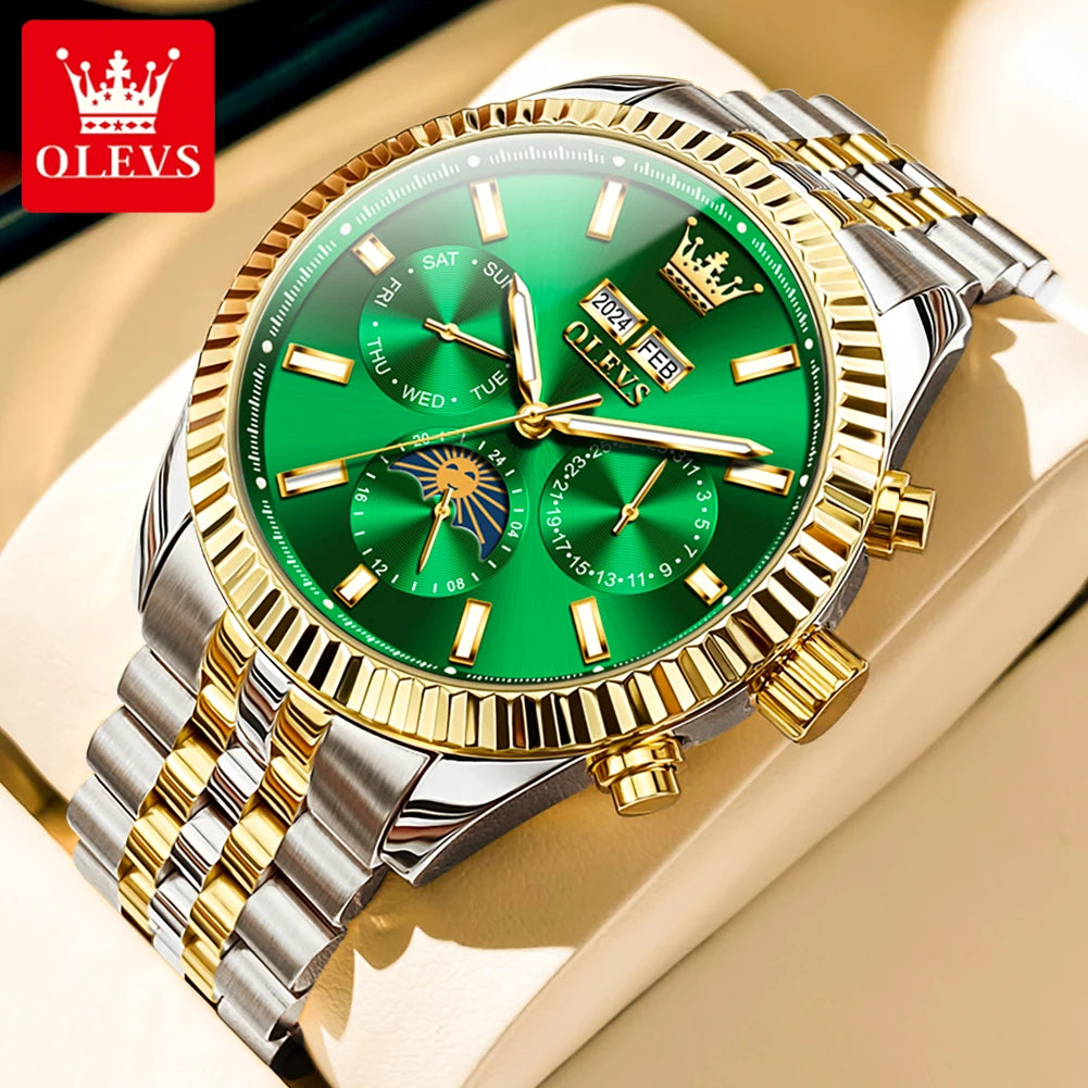 OLEVS 6688 Original Luxusuhren für Herren Automatische Mechanische Armbanduhr Edelstahl Wasserdicht Multifunktions-Herrenuhr