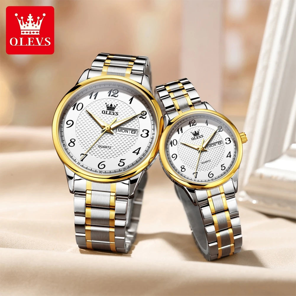 OLEVS 5667 Aufgerüstete Partneruhr Original Luxus Importiertes Uhrwerk Quarzuhren Für Damen und Herren Wasserdicht Leuchtend Reloj