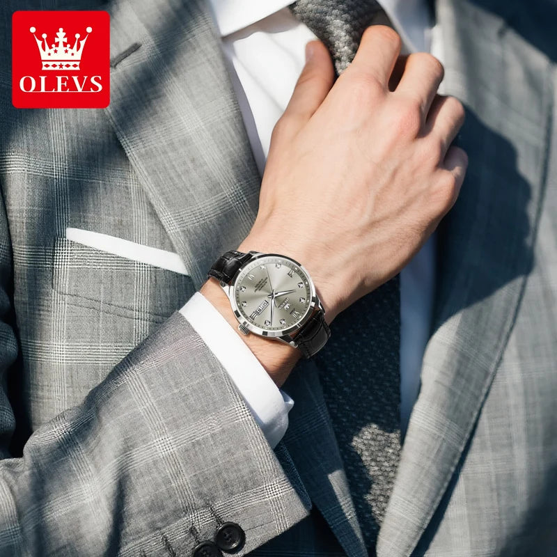 OLEVS 9946 Men's Watch Classic Fashion Waterproof Man Automatic Hand Clock Top Brand Dual Calendar Mechanical Watch For Men