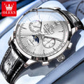 OLEVS 7128 Herrenuhr Luxus Klassische Automatische Mechanische Armbanduhr Wasserdichter Ewiger Kalender Mondphasenuhren Für Herren