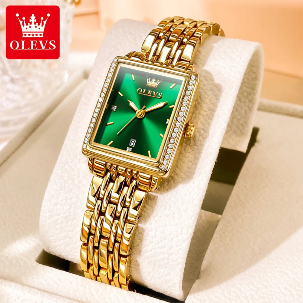 OLEVS 9995 Damenuhr Klassische Quarzuhr für Damen Luxuriöse Original Edelstahl Wasserdichte Kalender Damenuhr