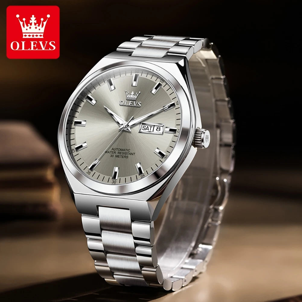 OLEVS 9907 Armbanduhren für Herren Luxus Business Automatische Mechanische Armbanduhr Wasserdicht Leuchtend Original Sport Wochen-/Datumsuhren