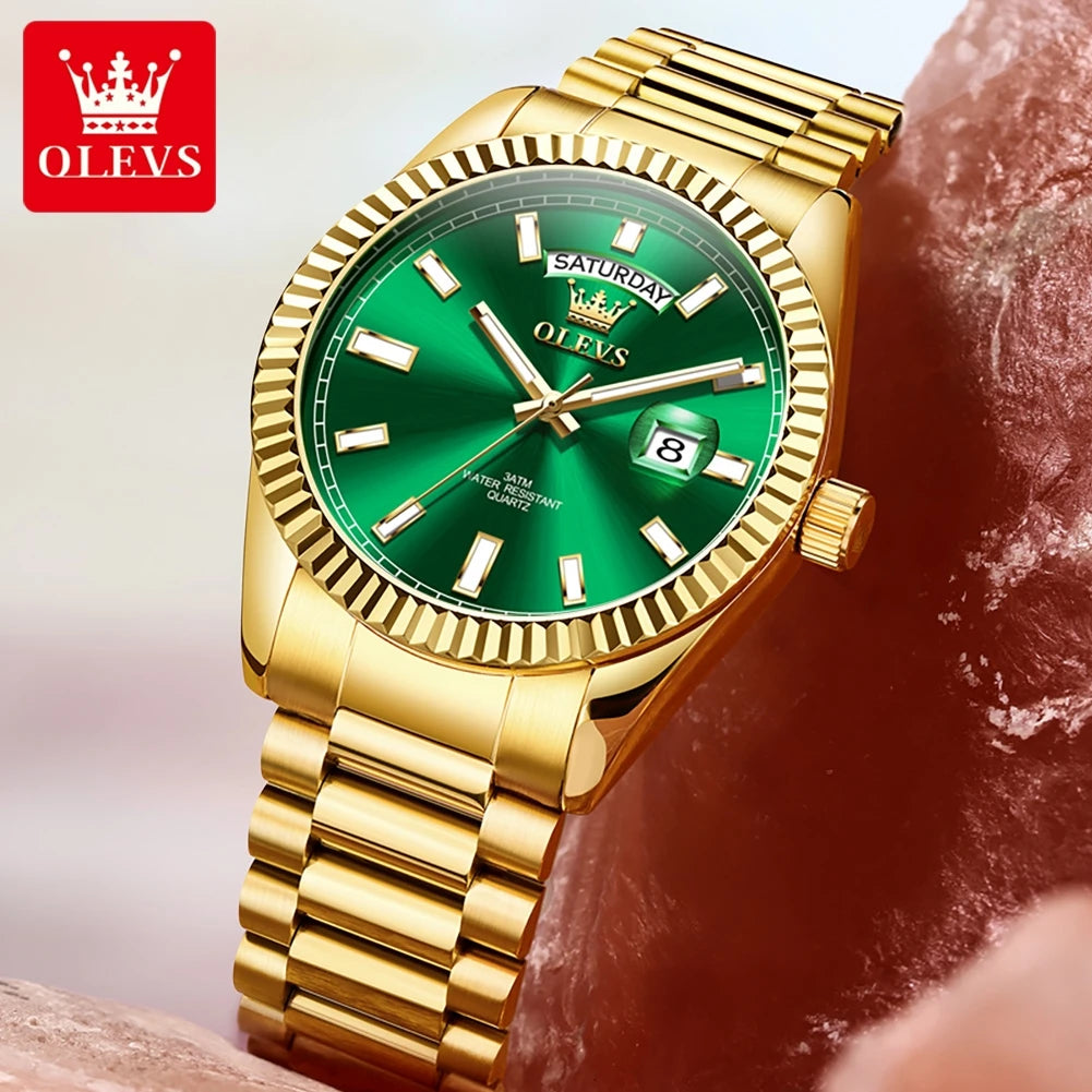 OLEVS 5650 Uhren für Herren, Original Chronograph, Datumsanzeige, Quarzuhr, Stahlarmband, wasserdicht, leuchtend, Top-Marke, Herrenuhr, Geschenke