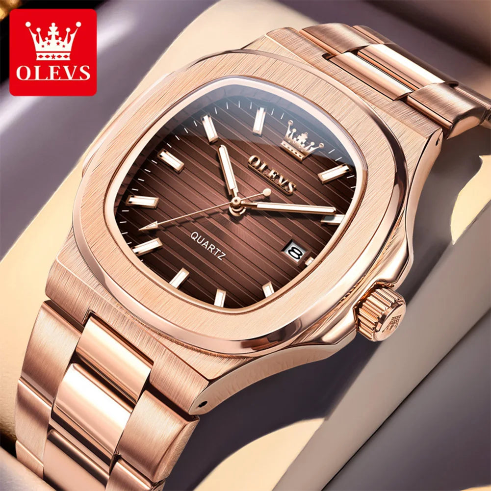 OLEVS 3696 Top-Markenmode-Datum-Quarzuhr Original Wasserdichte Leuchtende Uhr Für Herren Armbanduhr Großes Zifferblatt 44mm