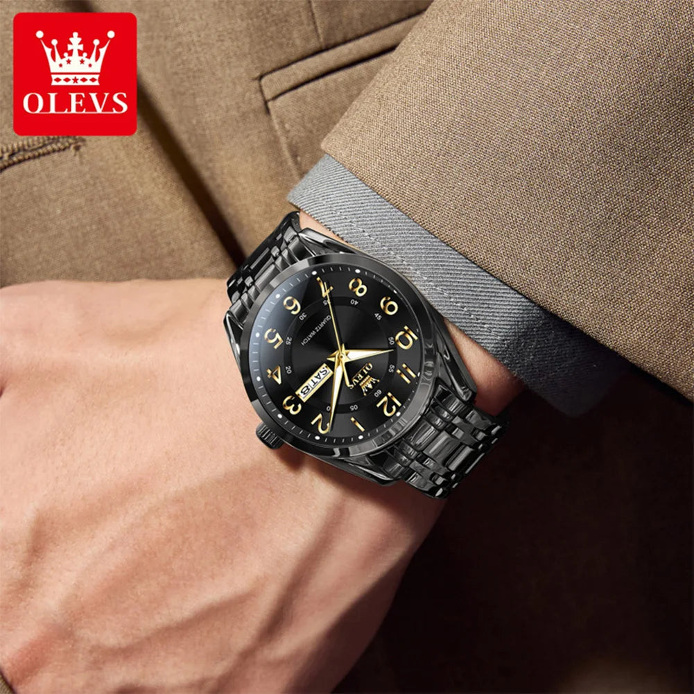 OLEVS 3666 Couple Watch Luxury Business Top Brand Waterproof Luminous Dress Hand Clock Original Number Scale Date Fashion Watch