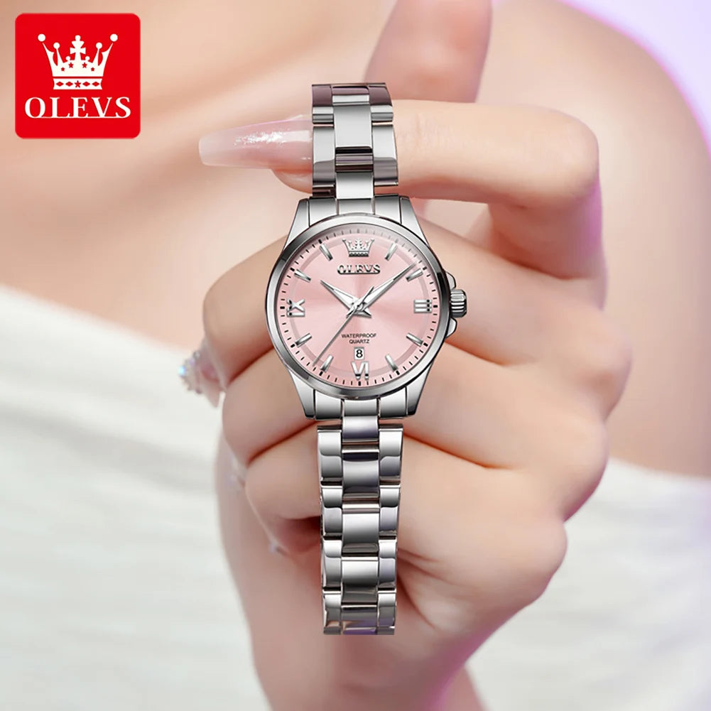 OLEVS 3668 Women's Watch High Hardness Coated Mirror Quartz Watch For Women Top Brand Calendar 30M Waterproof Fashion Hand Clock