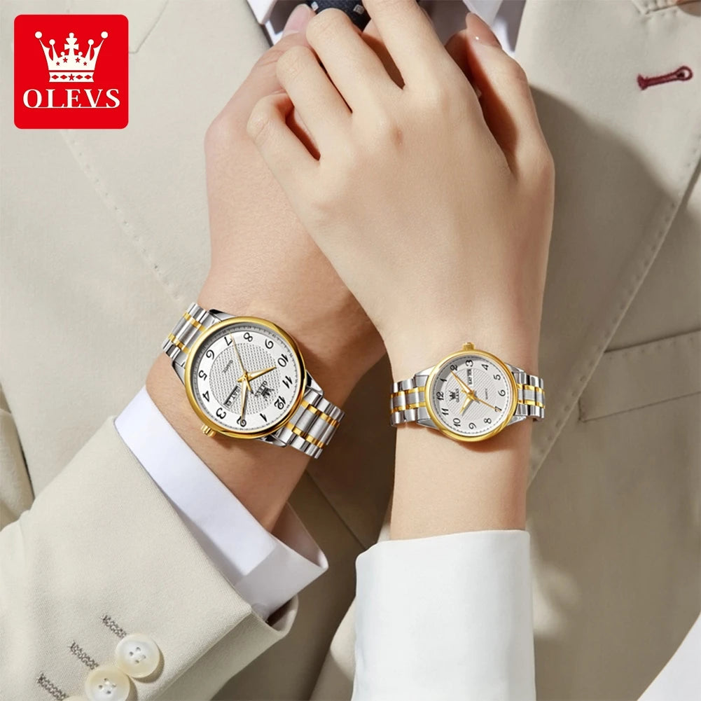 OLEVS 5667 Aufgerüstete Partneruhr Original Luxus Importiertes Uhrwerk Quarzuhren Für Damen und Herren Wasserdicht Leuchtend Reloj