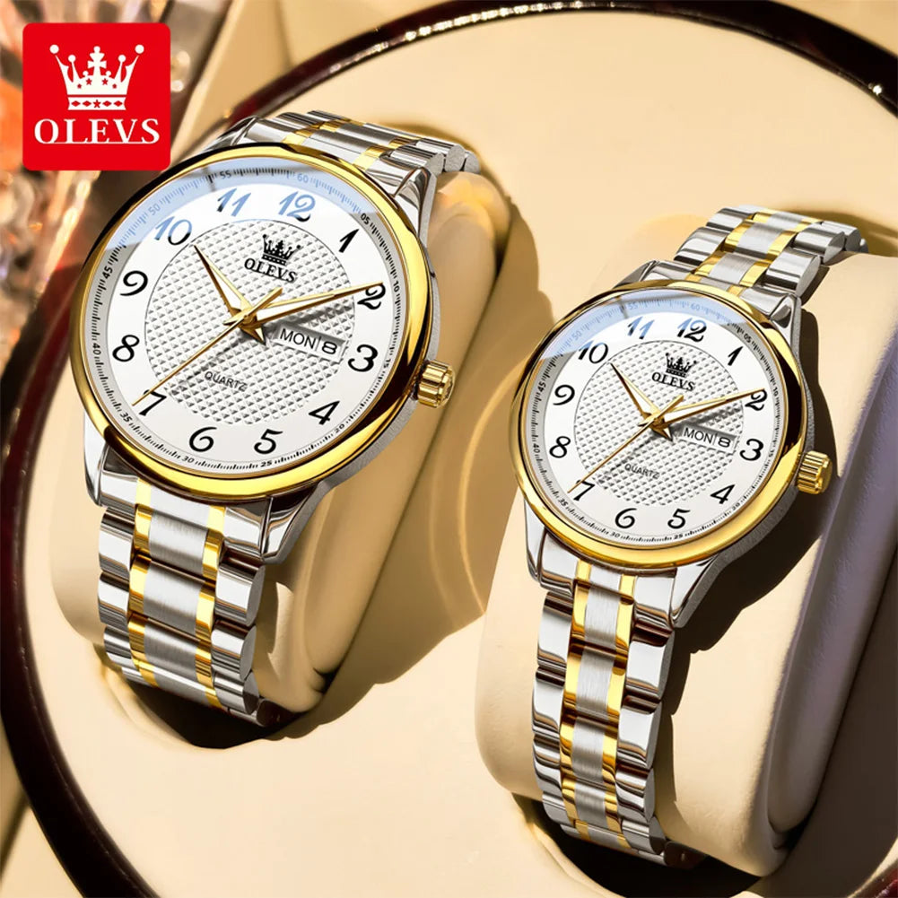OLEVS 5667 Aufgerüstete Partneruhr Original Luxus Importiertes Uhrwerk Quarzuhren Für Damen und Herren Wasserdicht Leuchtend Reloj