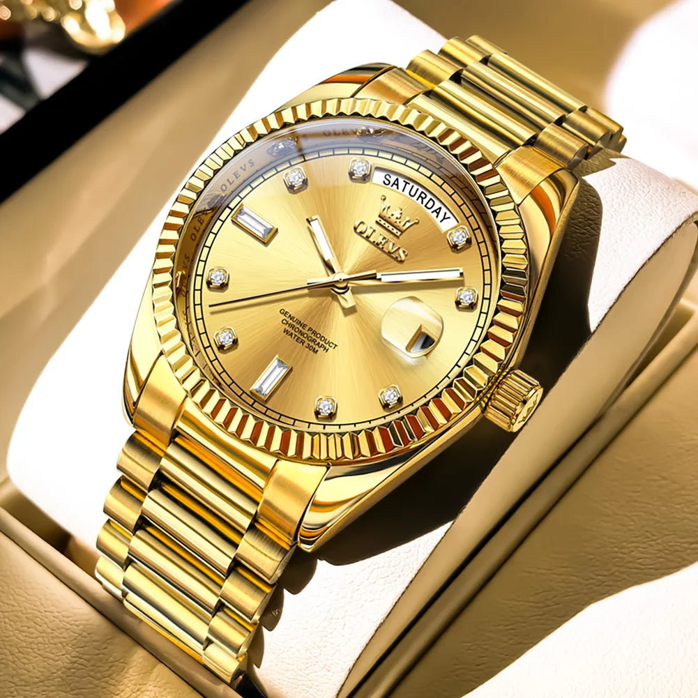 OLEVS 6736 Neue Original Herrenuhr Automatische Mechanische Uhr Luxusuhren für Herren 30M Wasserdicht Kalender Woche Zeigeruhr