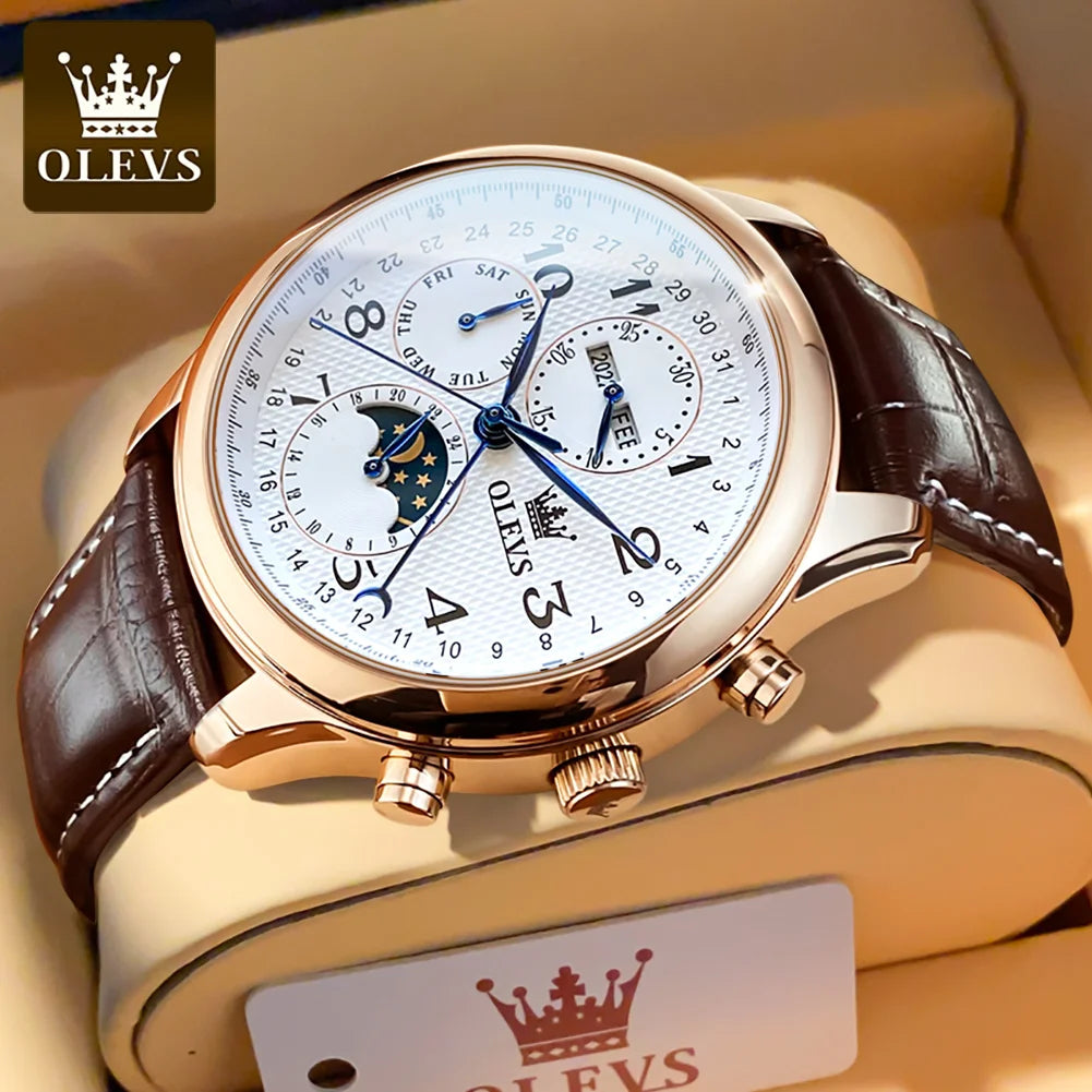 OLEVS 6667 Herrenuhr Mode Zifferblatt Mechanische Armbanduhr Für Herren Top Marke Original Moonswatch Wasserdicht Männer Handuhr