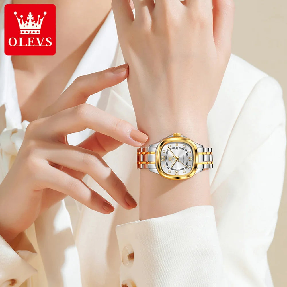 OLEVS 9810 Damen Armbanduhr Top Marke Business Datum Mechanische Uhr für Frauen Diamant Skala Luxus Original Wasserdicht Handuhr