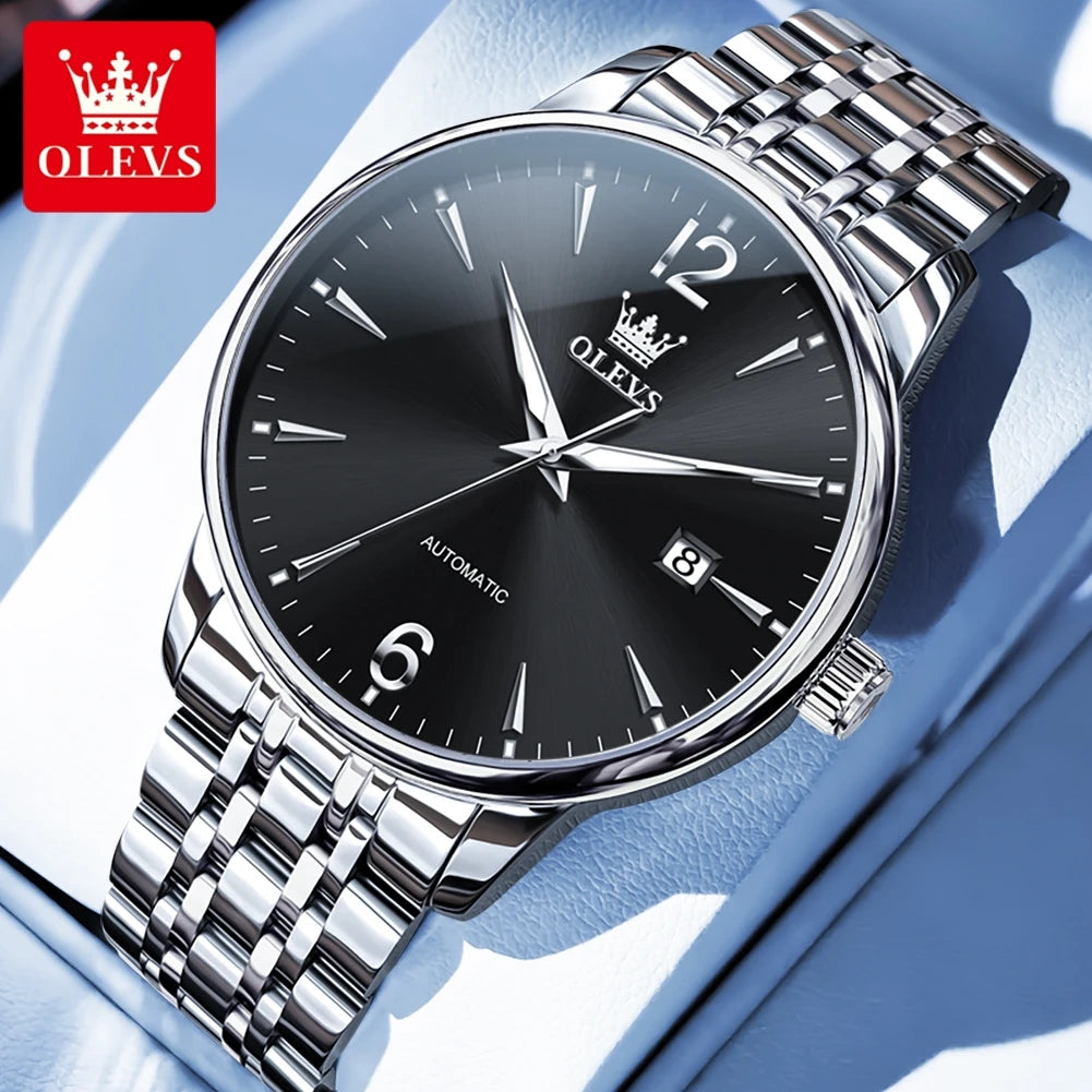 OLEVS 6741 Uhren für Herren, originelle Modemarke, automatische mechanische Uhren, Datumsanzeige, Herrenuhren, Geschenke, wasserdicht, leuchtend