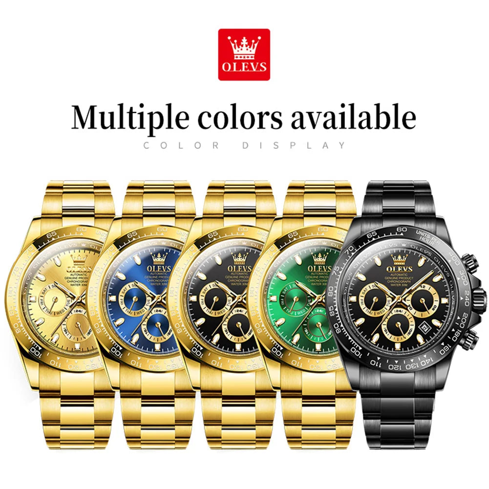 OLEVS Uhren Herren Original Luxus Multifunktions Automatische Mechanische Uhren Für Herren Wochenkalender Herren Dress Armbanduhr 6638