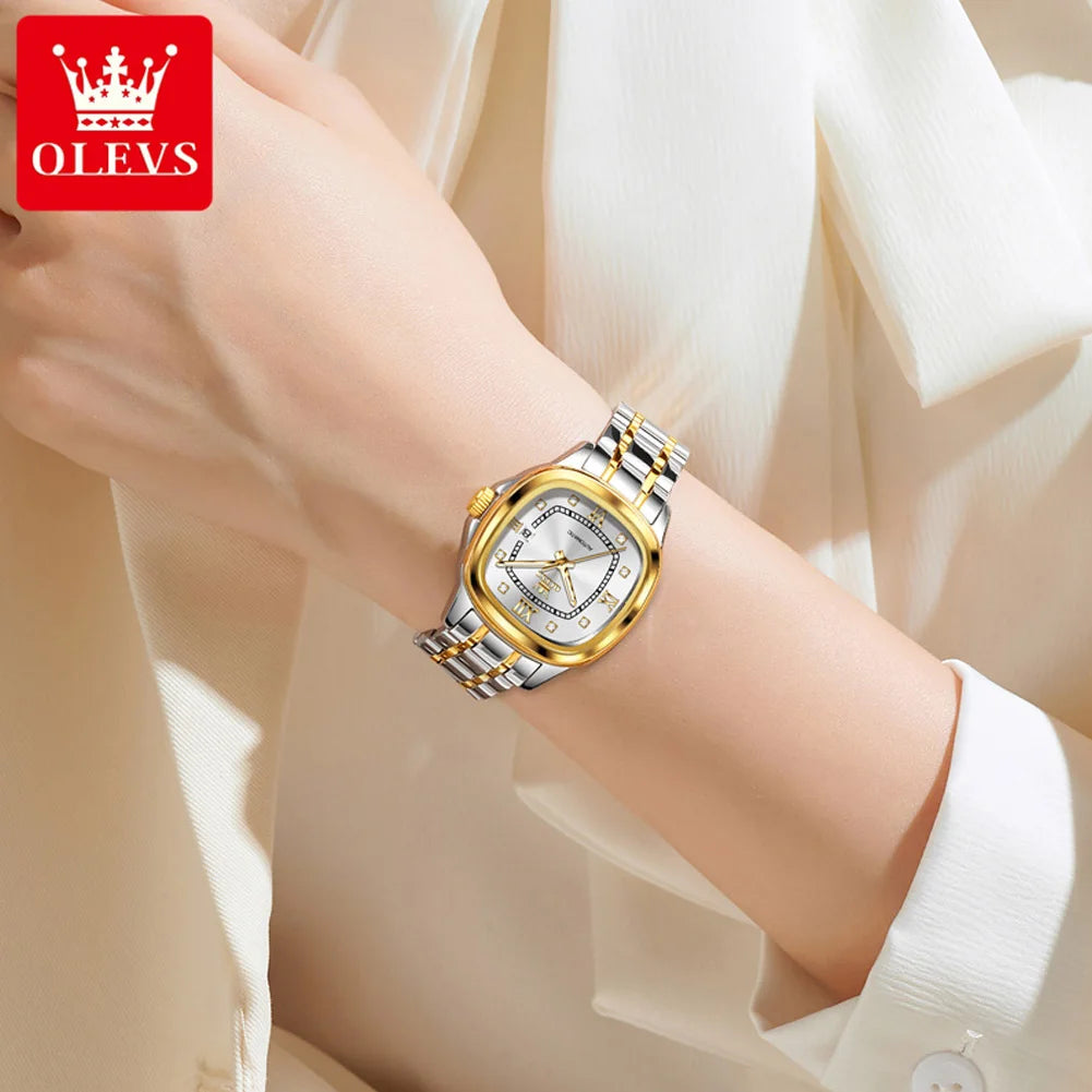 OLEVS 9810 Damen Armbanduhr Top Marke Business Datum Mechanische Uhr für Frauen Diamant Skala Luxus Original Wasserdicht Handuhr