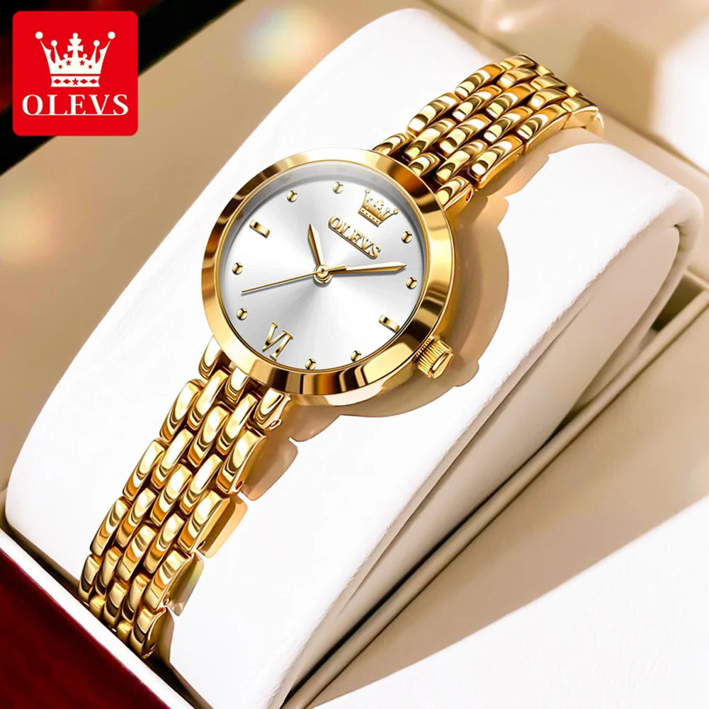 OLEVS 9992 Damenarmbanduhr, schlichte, original wasserdichte Quarzuhr für Damen, Stahlarmband, Luxus-Armbanduhr, hochhärtender Spiegel