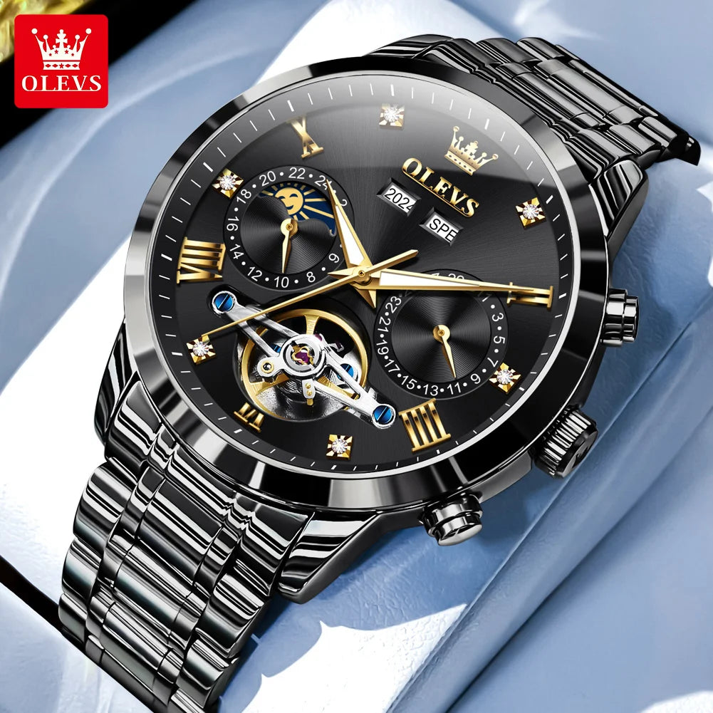 OLEVS 7029 Uhren für Herren Original Top Marke Fashion Automatische Mechanische Uhren Wasserdicht Leuchtend Mondphase Herrenuhren
