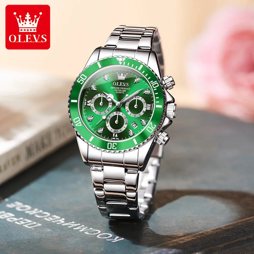 OLEVS 5632 Damenuhr Mode Chronograph Wasserdicht Leuchtende Quarzuhr Damen Original Luxus Datum Damenuhr