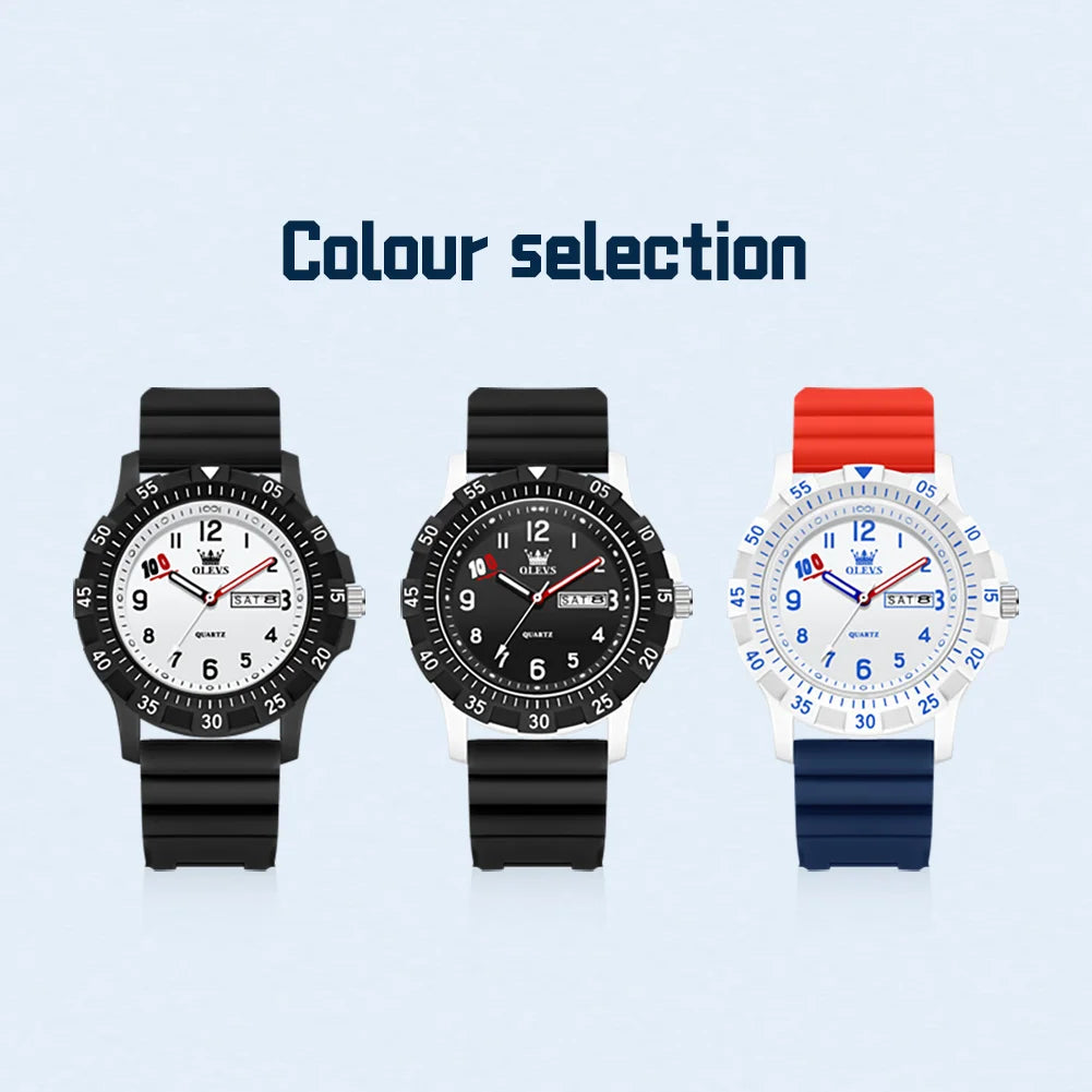 OLEVS Uhren Lässige Mode Sport Quarzuhren Für Herren Wasserdicht Leuchtendes Silikonarmband Studentenuhren 2705