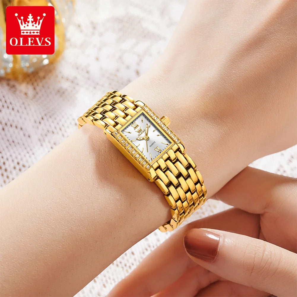 OLEVS 3700 Quarzuhr für Damen Wasserdicht Original Mode Stahlarmband Zeigeruhr Top-Marken Luxus Business Damenarmbanduhren
