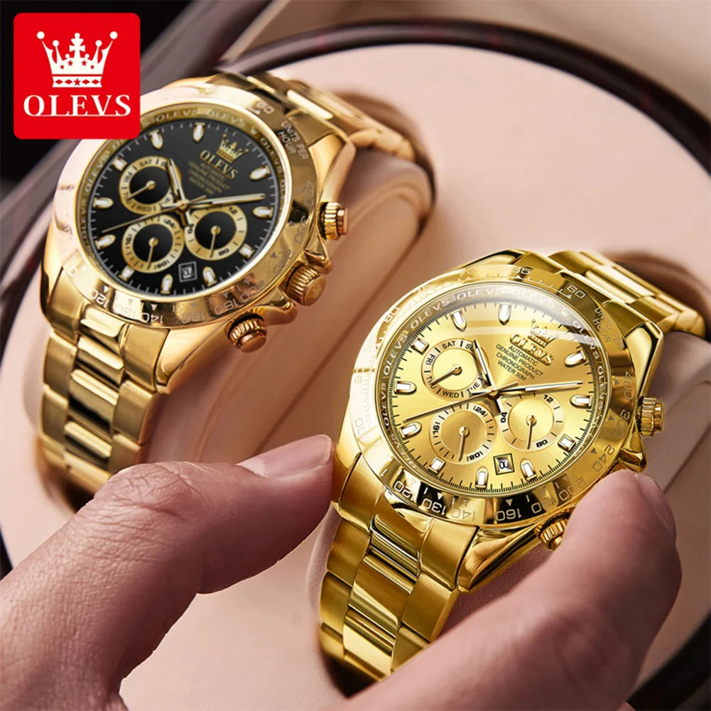 OLEVS Uhren Herren Original Luxus Multifunktions Automatische Mechanische Uhren Für Herren Wochenkalender Herren Dress Armbanduhr 6638