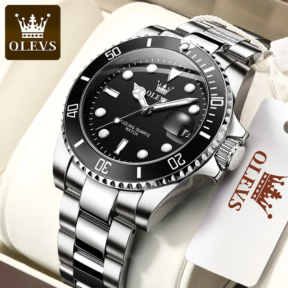 OLEVS 5885 Herrenuhr Top Marke Wasserdicht Edelstahl Kalender Mode Herren Handuhr Original Klassische Herren Armbanduhr