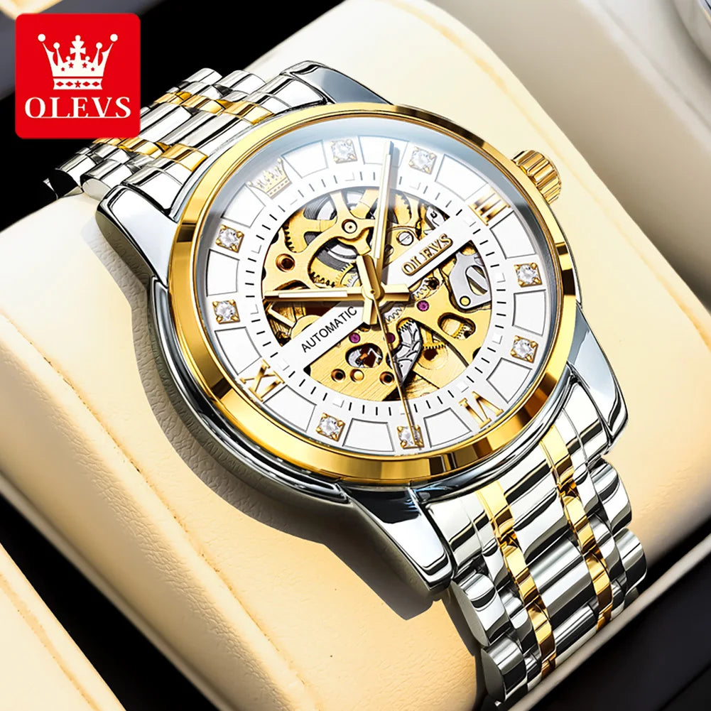 OLEVS 9901 Herrenuhr Skelett Mechanische Uhren für Herren Wasserdicht Leuchtend Herrenanzuguhr Original Luxusmarke