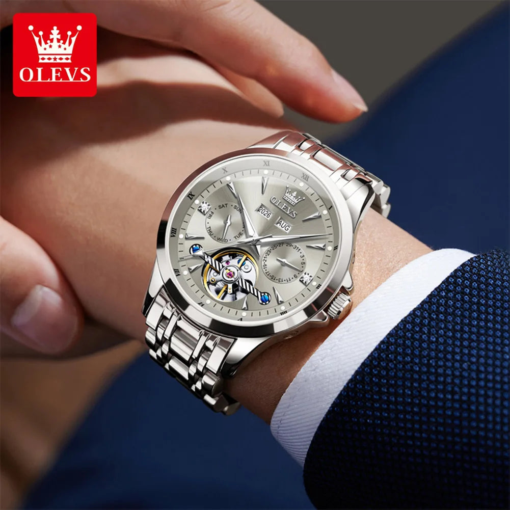 OLEVS 7091 Herrenuhr Mode Automatik Mechanische Uhren Für Männer Top Marke Original Wasserdicht Leuchtend Herren Handuhr Reloj