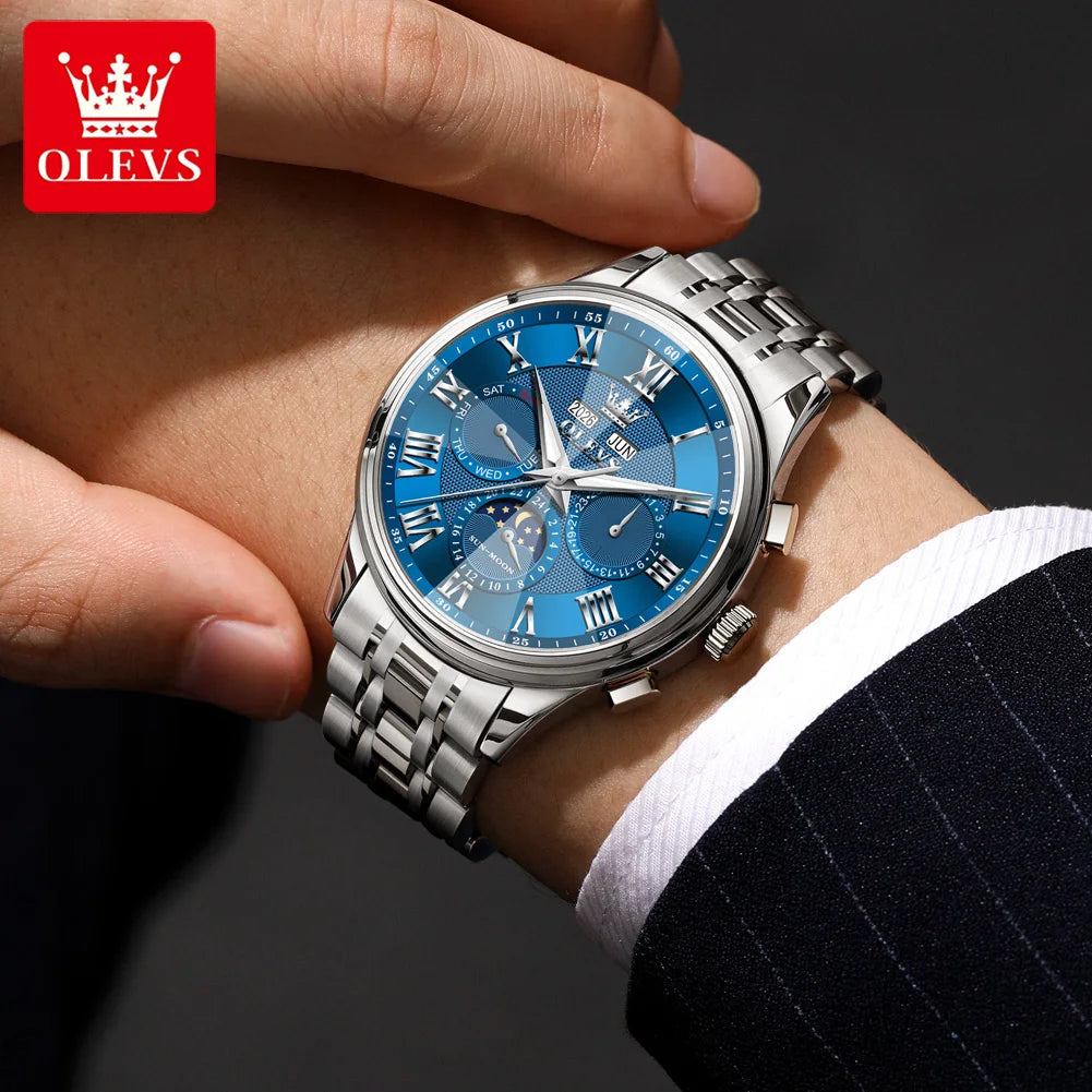 OLEVS 7113 Herrenuhr Luxus Mondphase Mechanische Uhren Für Herren Wasserdicht Automatische Datums Wochenuhr Handuhr Geschenkbox