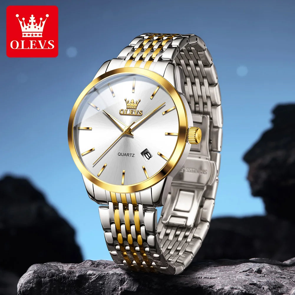OLEVS 2907 Herrenuhr Original Einfache Quarzuhr für Männer Wasserdicht Leuchtende Datumsanzeige Herren-Armbanduhr Reloj